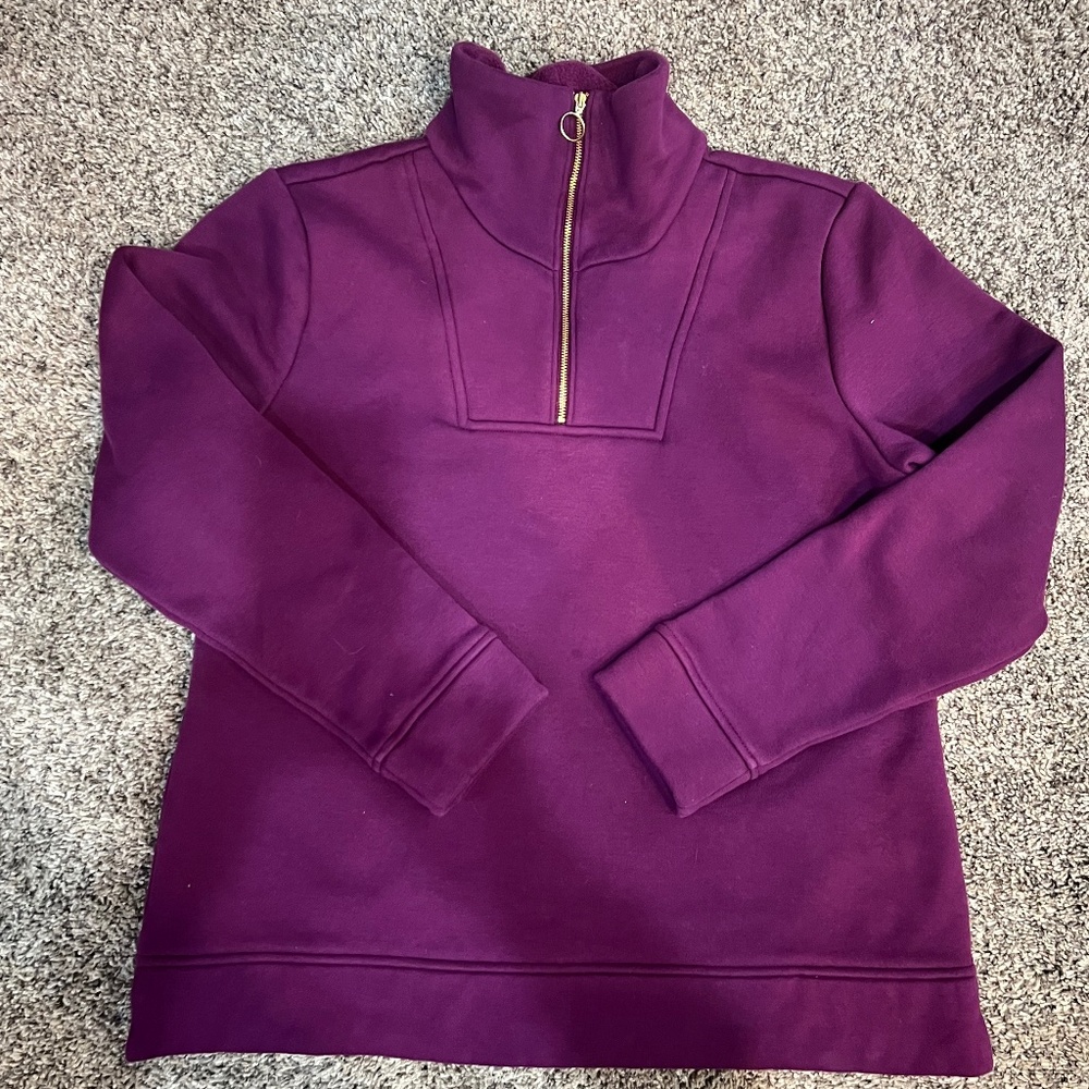 TALBOTS FLEECE HALF ZIPPER MAGENTA TOP